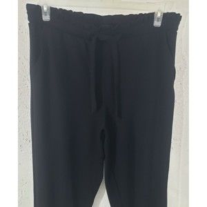 Torrid Women's Sz O L Black Ruffle Drawstring Tie Pockets Comfort Crop Pants